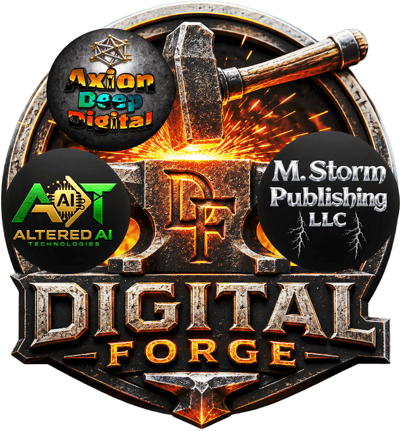 Combination logo of M.Storm, AAIT, and axion deep digital