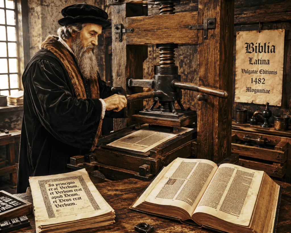 Gutenberg printing the bible