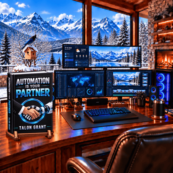 Scenic image with book Automation is you partner